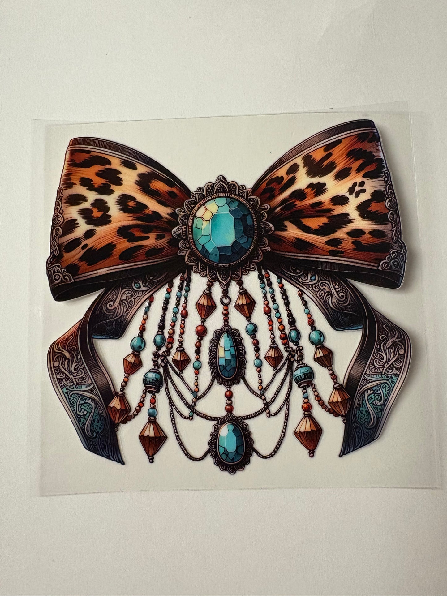 243. Leopard Bow Jewels UVDTF Decal