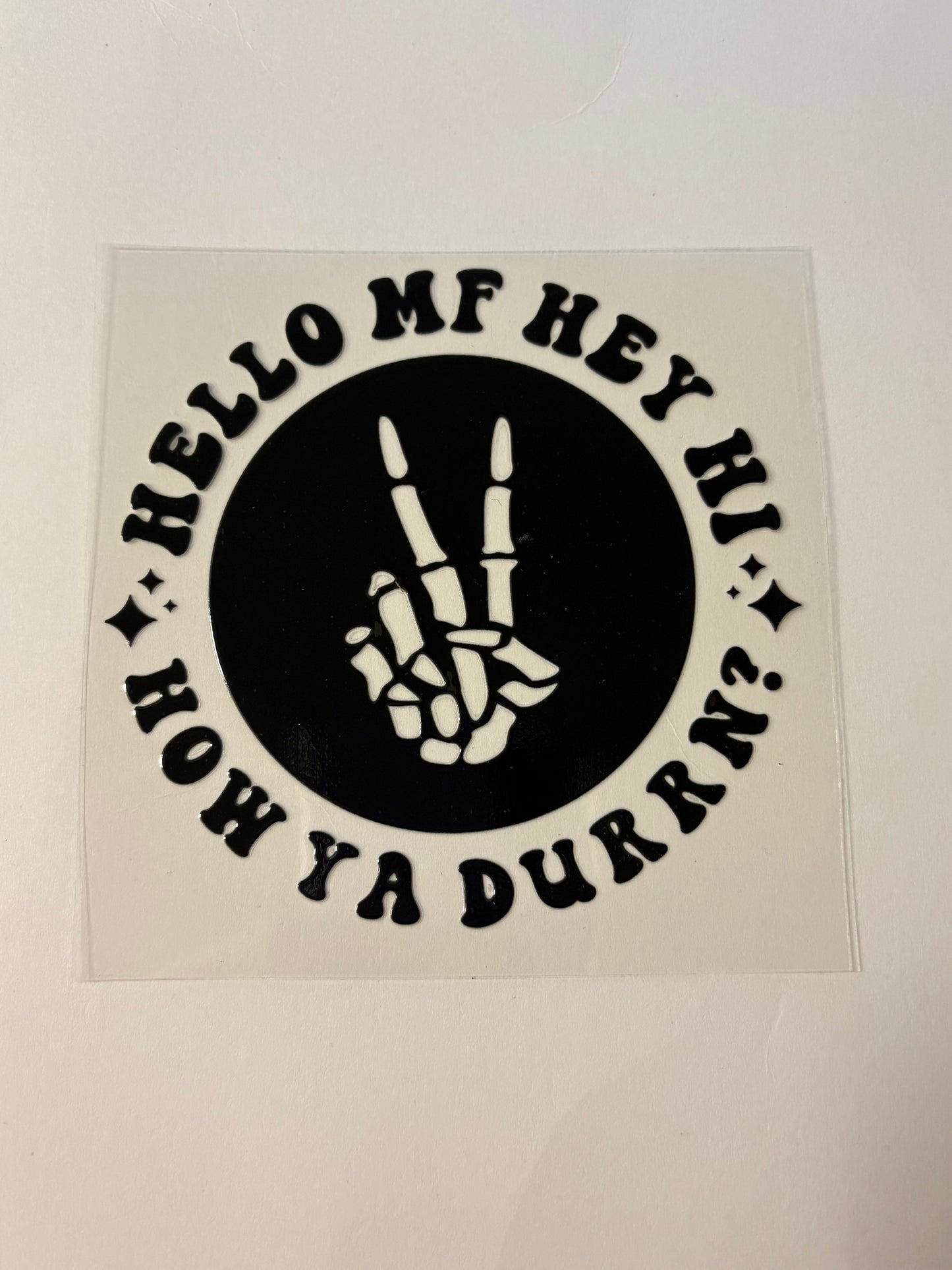 350. Hello MF Decal
