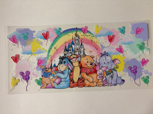 60. Pooh Bear friends rainbow UVDTF