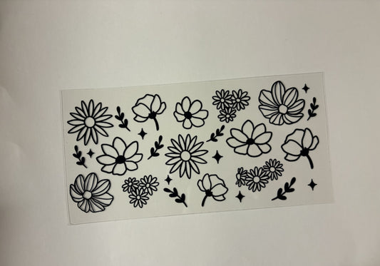 112. Black floral outline UVDTF