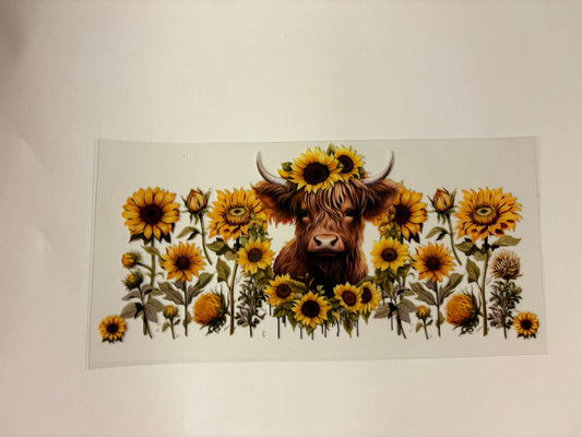 141. Sunflower Cow UVDTF Wrap