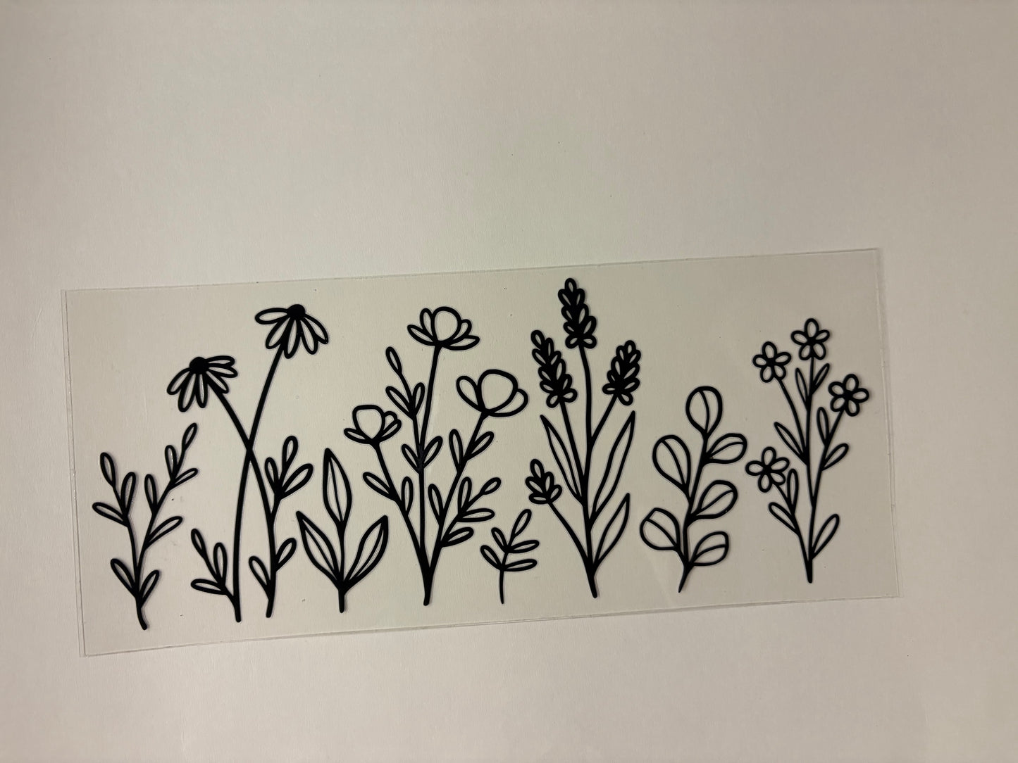 146. Floral Black Outline Tall UVDTF Wrap