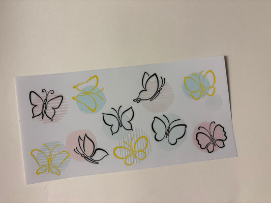 159. Butterflies Outline UVDTF Wrap