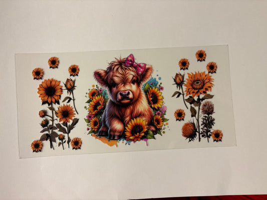 196. Cow sunflowers UVDTF Wrap