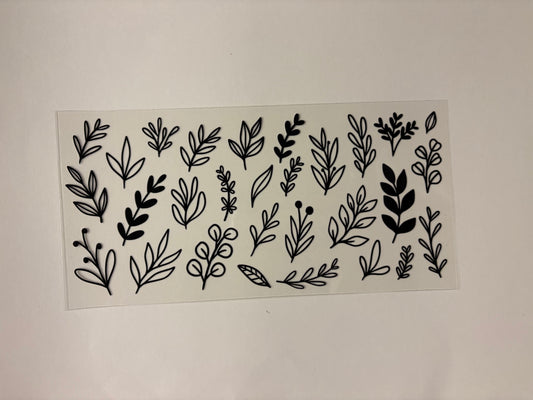 211. Black outline Leaves UVDTF Wrap
