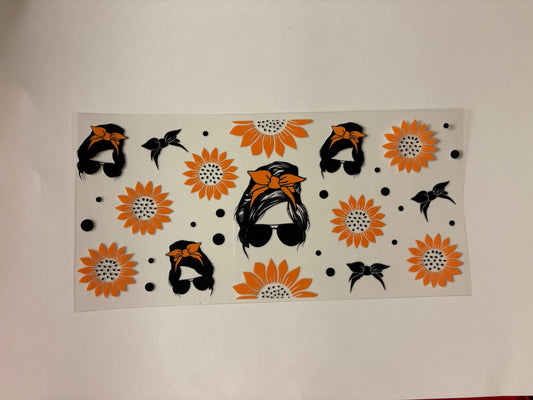 182. Girl sunflowers UVDTF Wrap