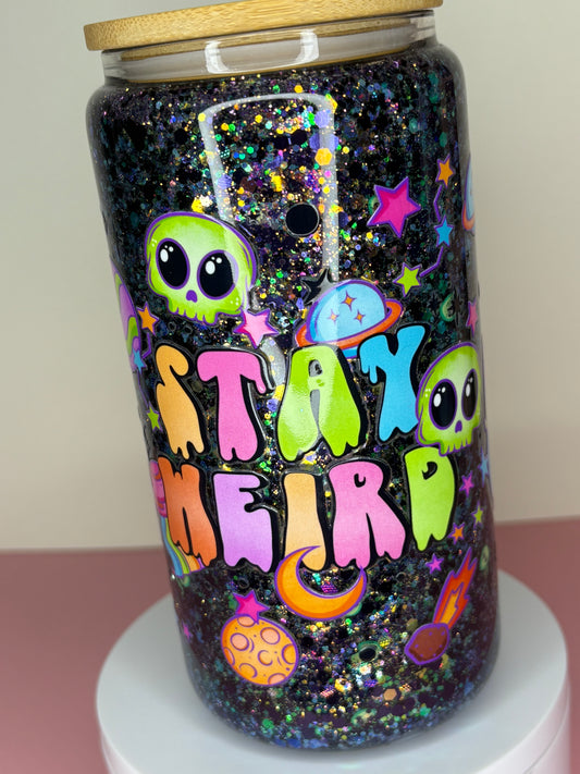 16 oz glass cup with bamboo lid