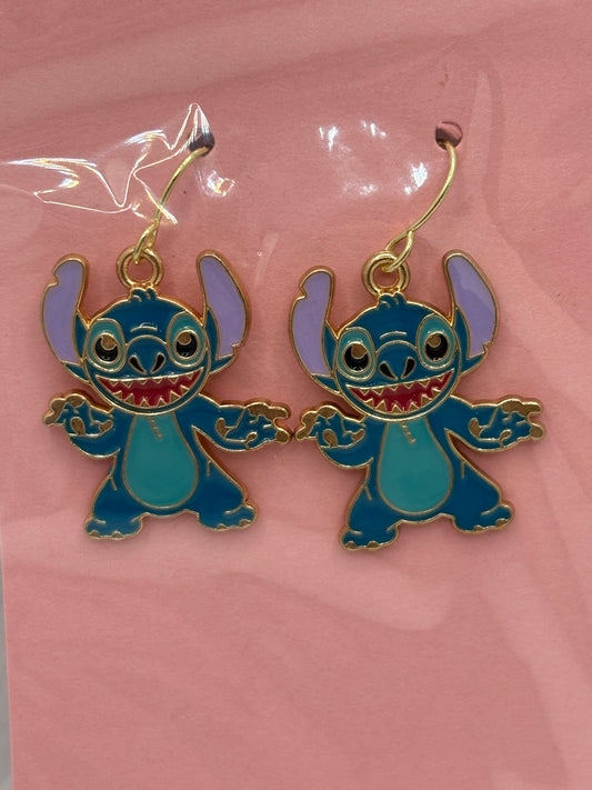 Blue Alien Earrings