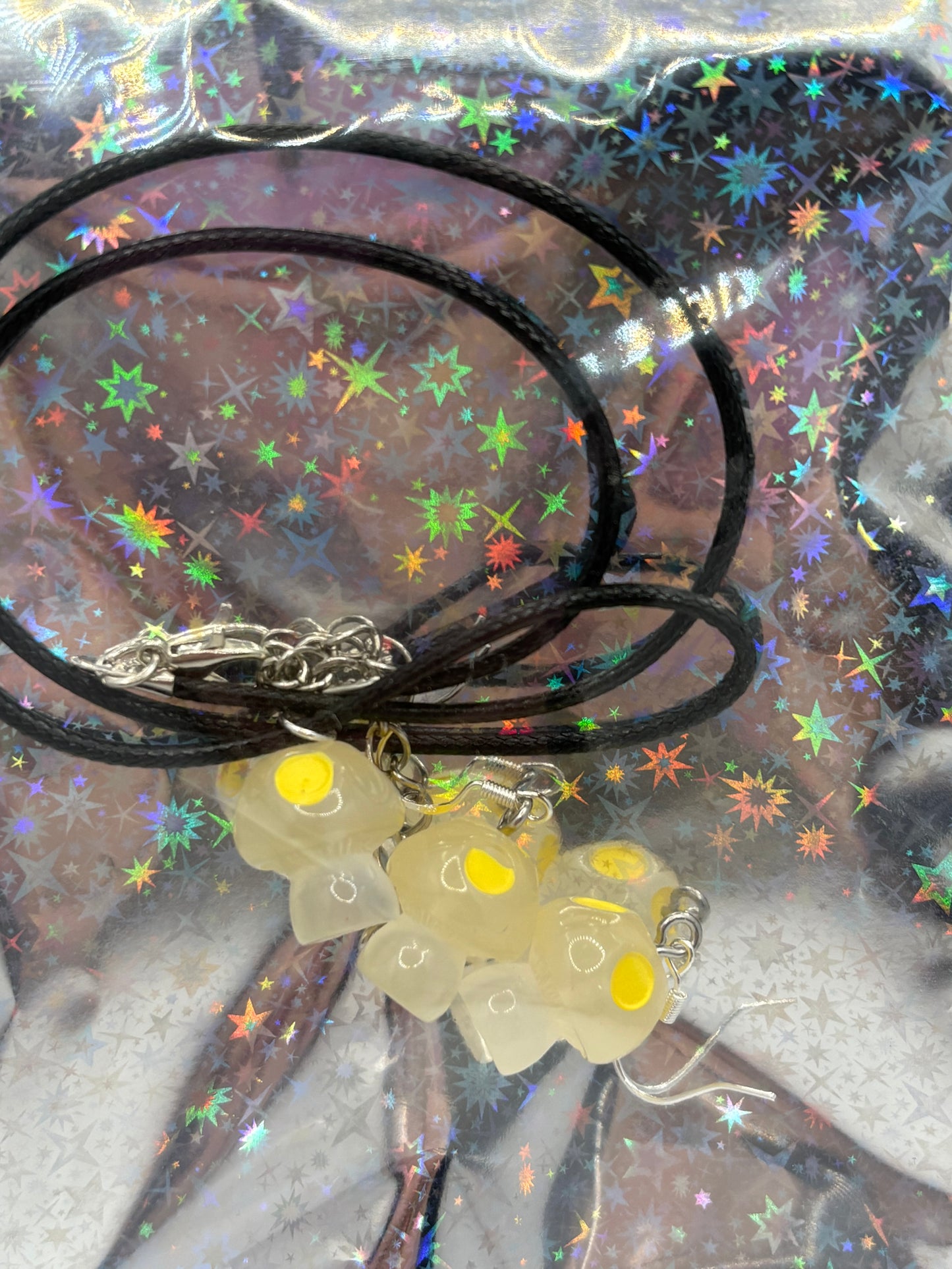 Glow Mushroom Earrings and Necklace Set
