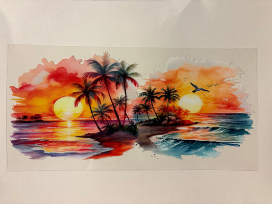 222. Water color sunset UVDTF Wrap