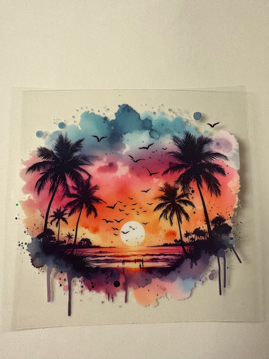 231. Water Color Sunset drip UVDTF Decal