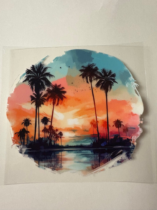 232. Sunset palm trees UVDTF Decal
