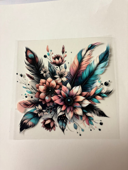 245. Feather Flowers UVDTF Decal