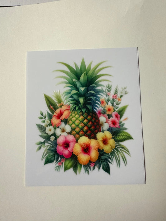 265. Pineapple Flowers UVDTF Decal