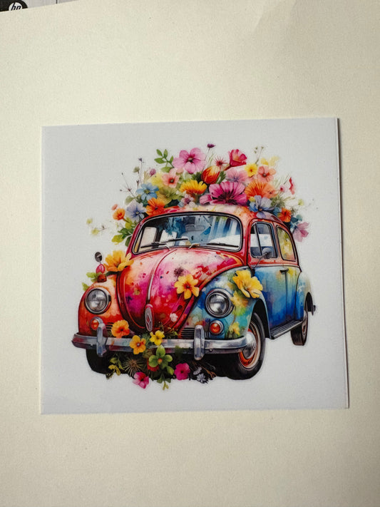 270. Floral VW Bug UVDTF Decal