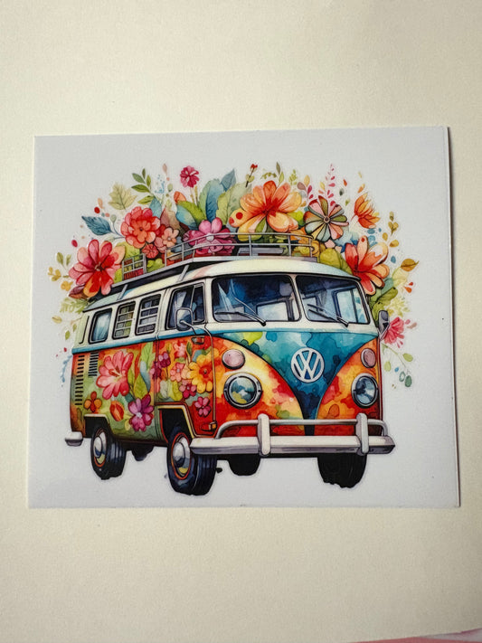 271. Floral VW Bus UVDTF Decal