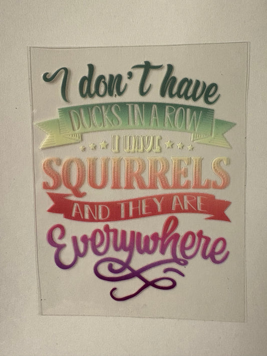 292. Squirrels UVDTF Decal