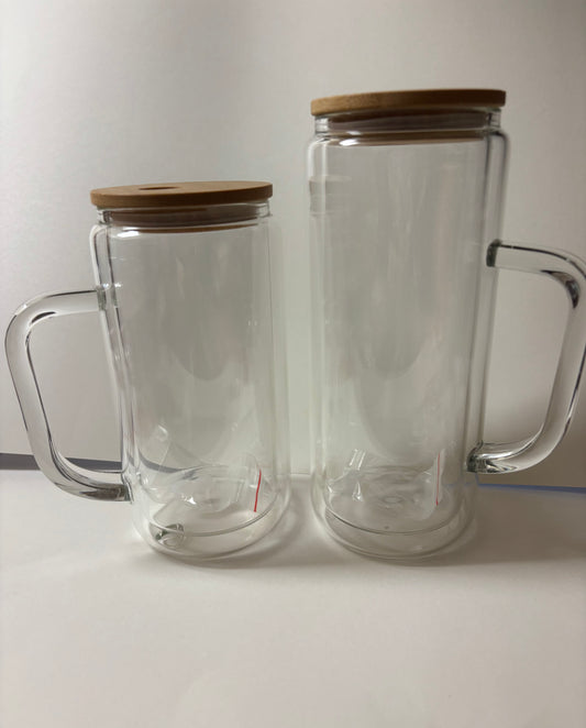 Glass snow globe cup with handle