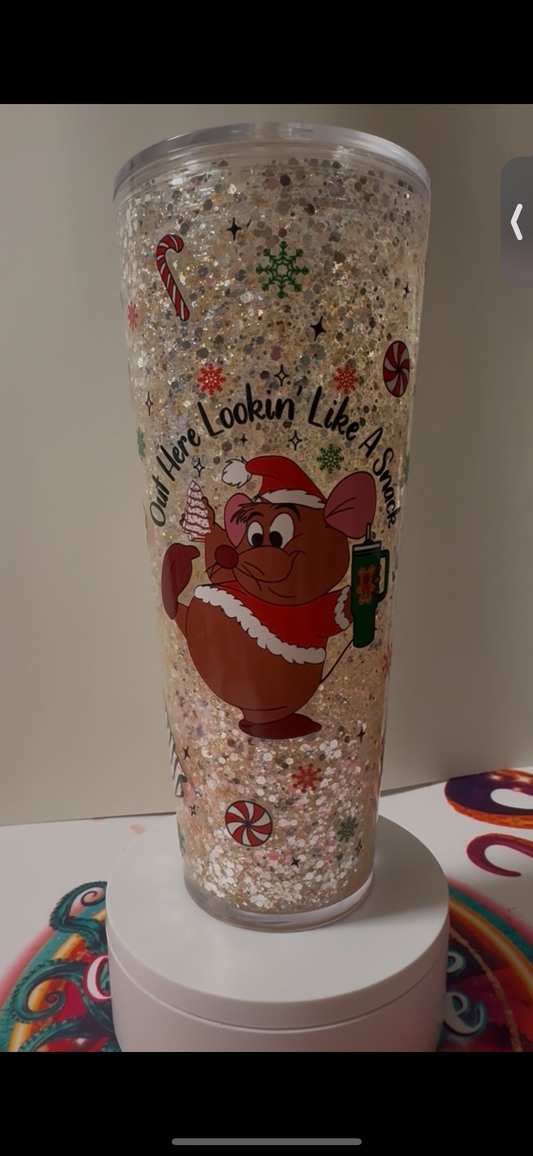 24oz pre-made Snow globe tumbler
