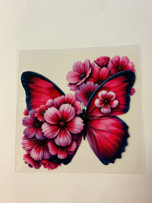 346. Pink floral butterfly Decal